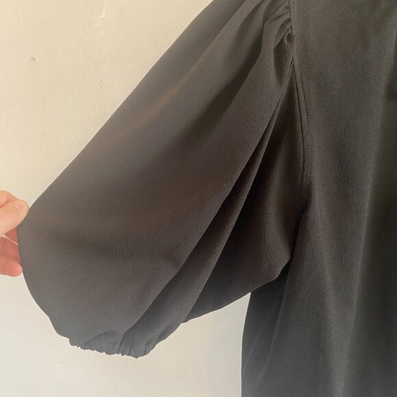 Ganni Crepe Mock Neck, 3/4 Length Sleeve Top - Picture 3 of 9